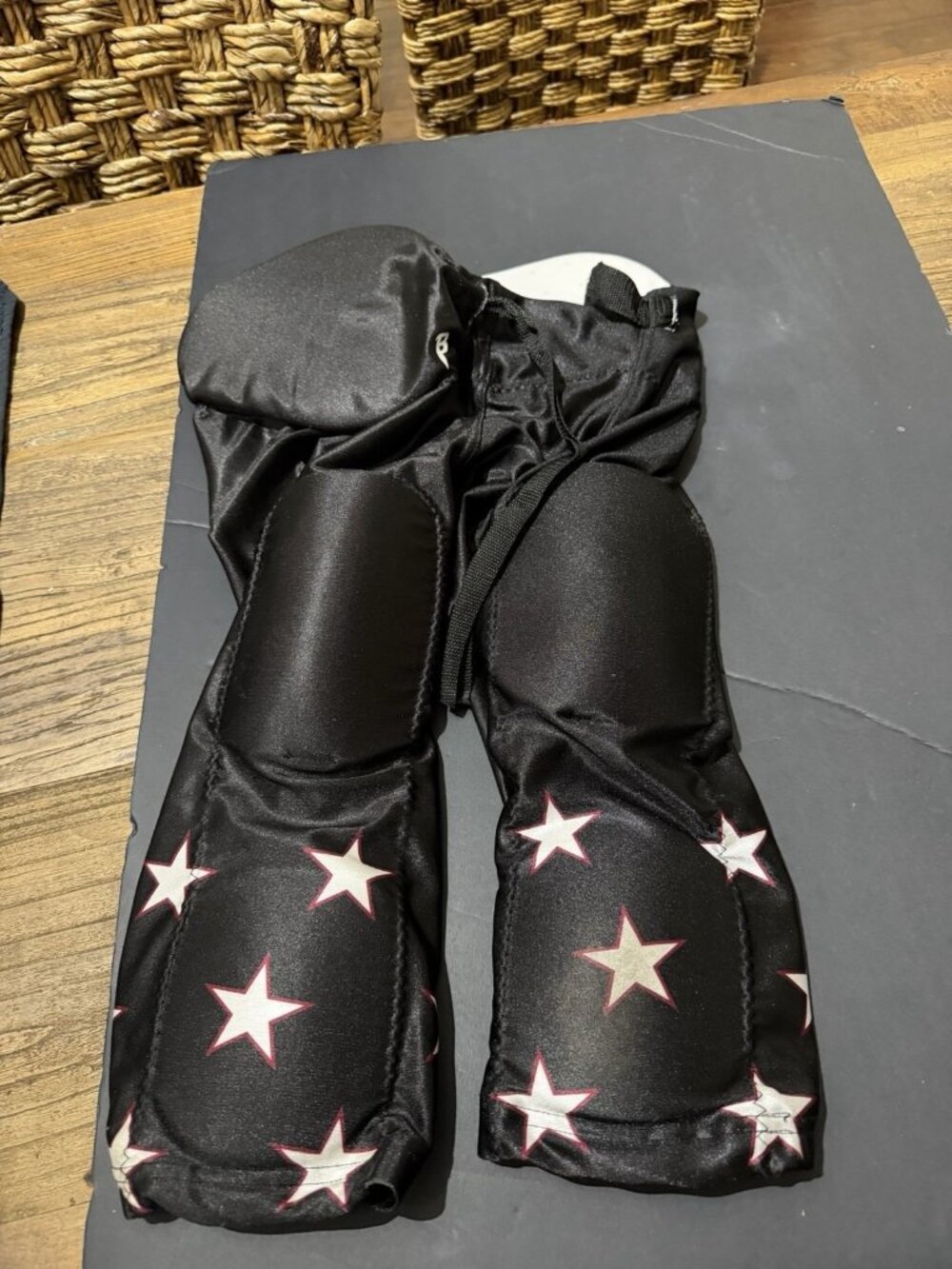 Padded Football Pants Black & White Stars Youth Size XL Used